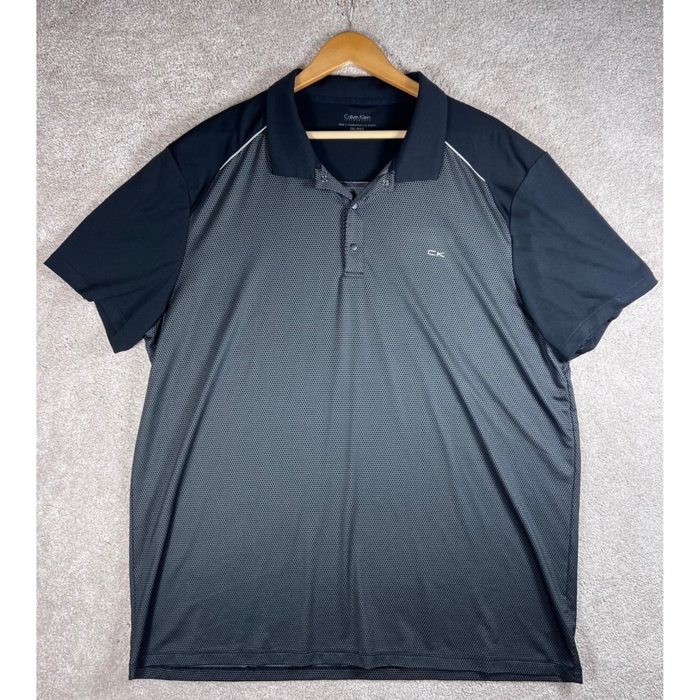 Calvin Klein Performance XXL Polo Shirt Black Gray Geometric Menswear